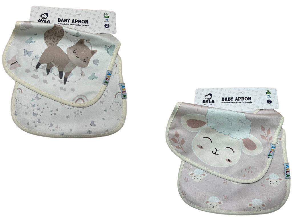 پیشبند نوزادی 2 عددی طرح حیوانات Ayla