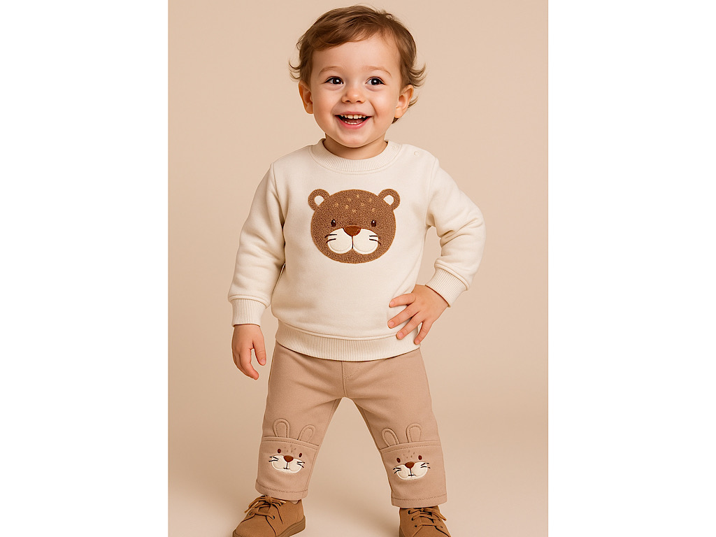 ست بلوز تو کرک با شلوار کتان کمر کش نوزادی طرح Padra از برند پاپو papo