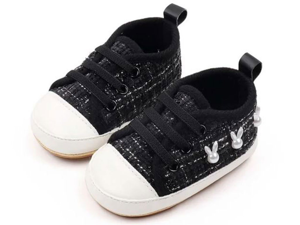 پاپوش استپ دار نوزادی مدل بندی رنگ مشکی