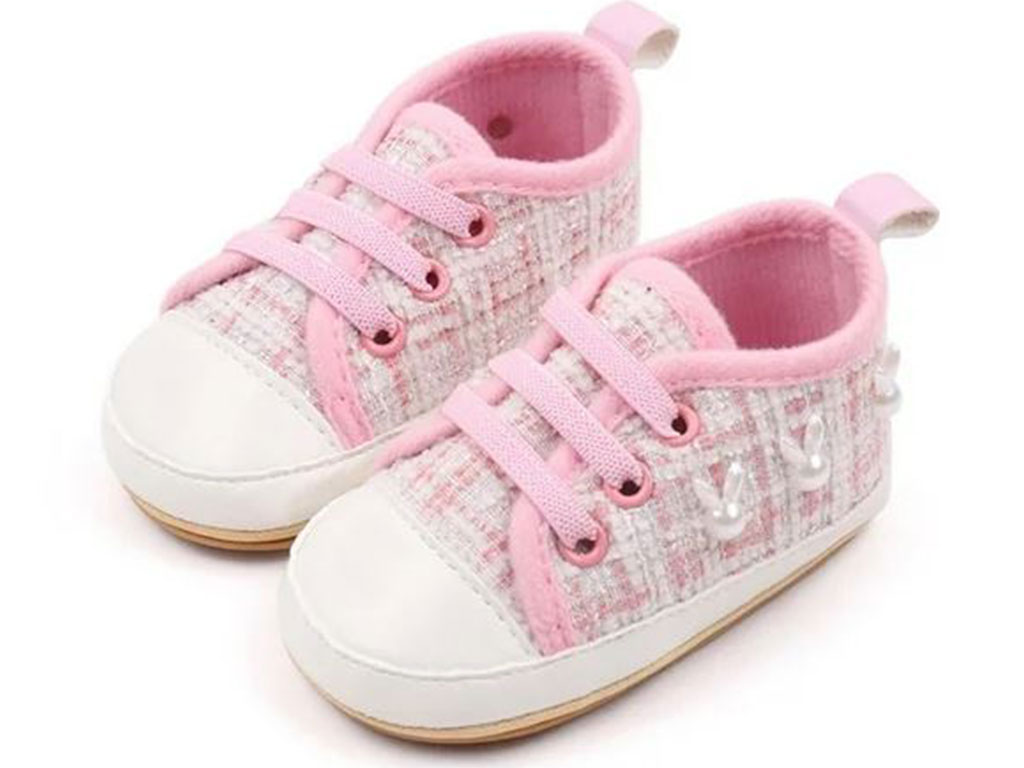 پاپوش استپ دار نوزادی مدل بندی رنگ صورتی