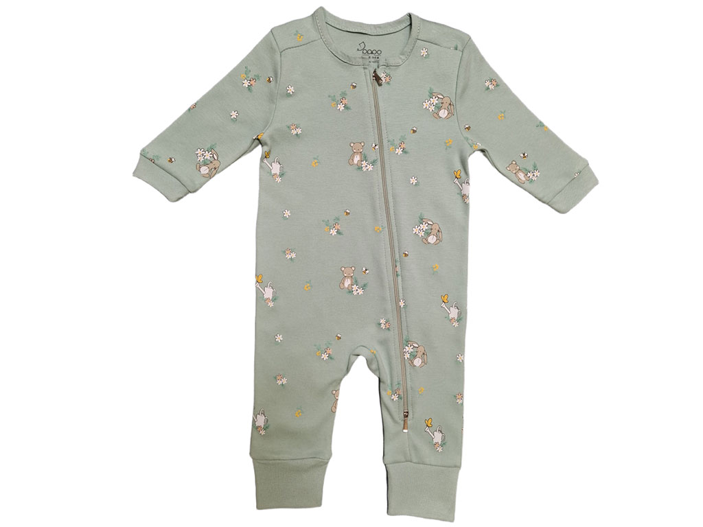 سرهمی نوزادی رنگ سبز طرح خرگوش و خرس مدل dadvar پاپو papo