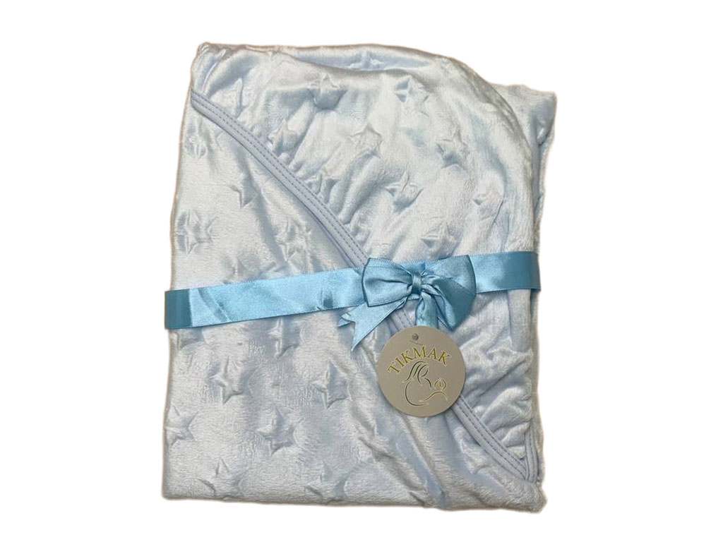 پتو نوزادی کلاه دار دو رو مخمل طرح ستاره برجسته تیک مک tikmak