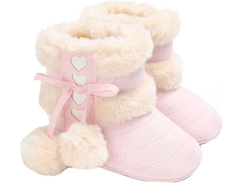 پاپوش ساق دار زمستانی استپ دار توکرکی رنگ صورتی روشن