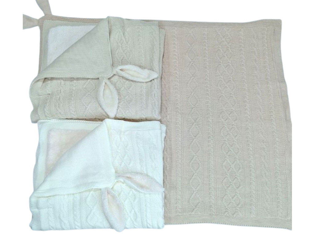 پتو بافت کلاه دار توکرکی و گوش دار آلدیانا Aldiana(85*85 cm)