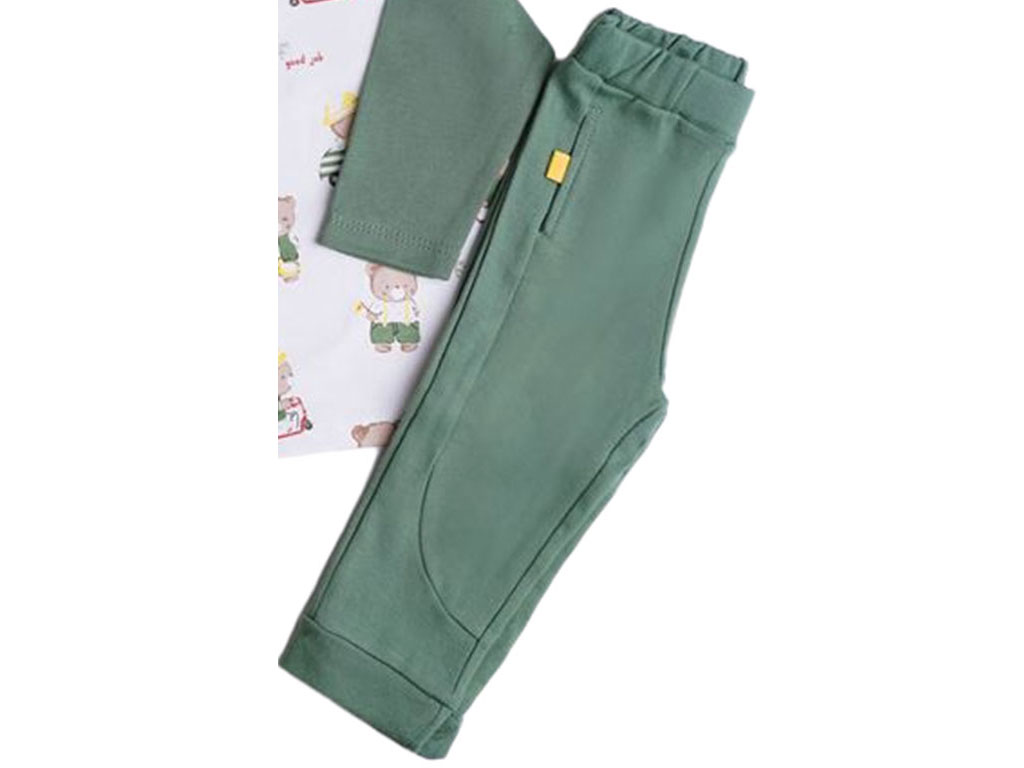 شلوار راحتی نوزادی پسرانه رنگ سبز طرح لاکی نیلی nili
