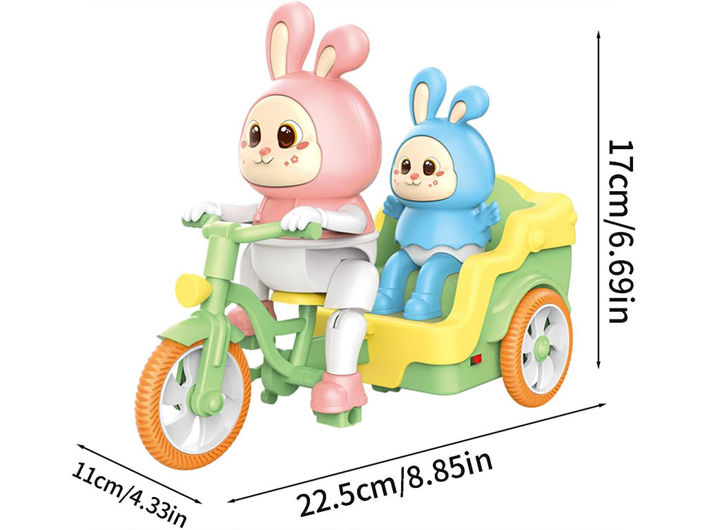 خرگوش موزیکال و چراغدار دوچرخه سوار اسباب بازی