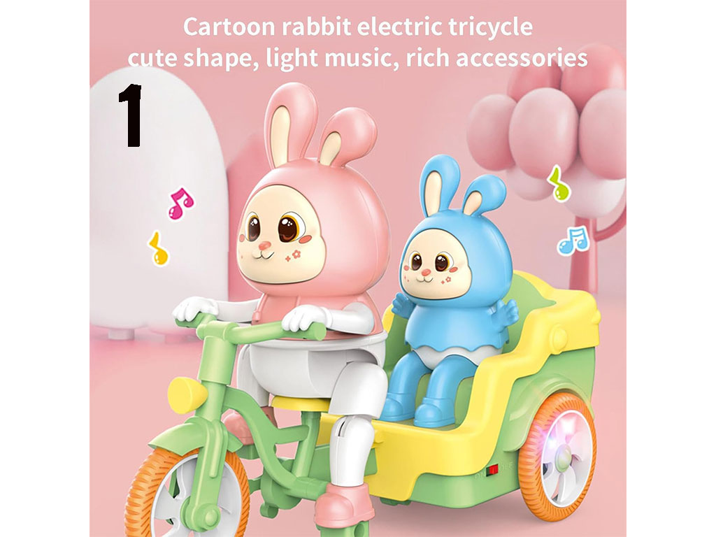 خرگوش موزیکال و چراغدار دوچرخه سوار اسباب بازی