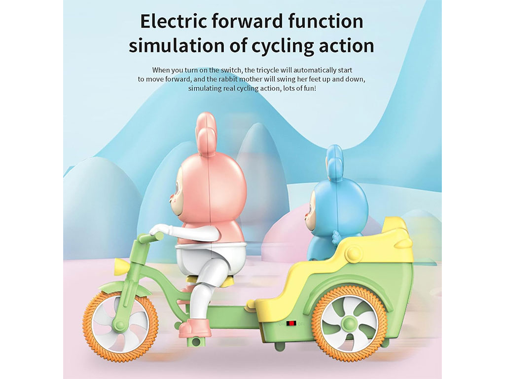 خرگوش موزیکال و چراغدار دوچرخه سوار اسباب بازی