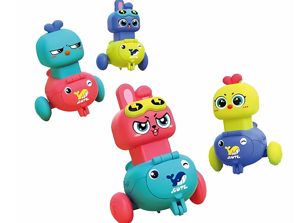 خرگوش و جوجه ماشین سوار فشاری اسباب بازی