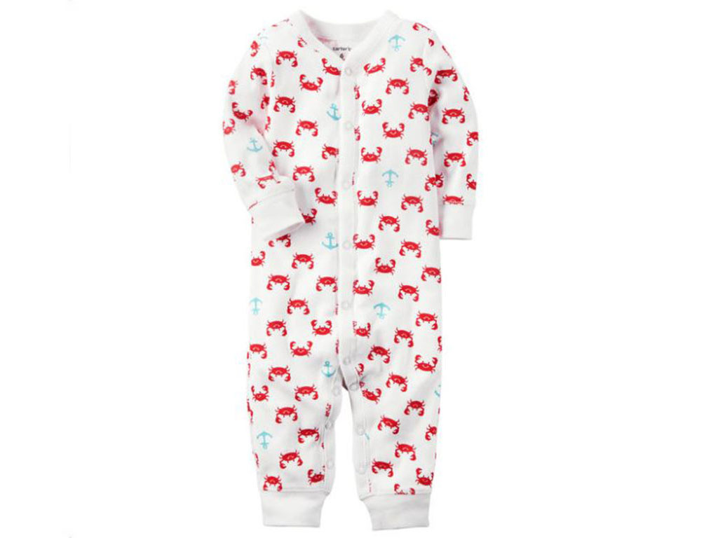 سرهمی نوزادی رنگ سفید طرح خرچنگ کارترز carters