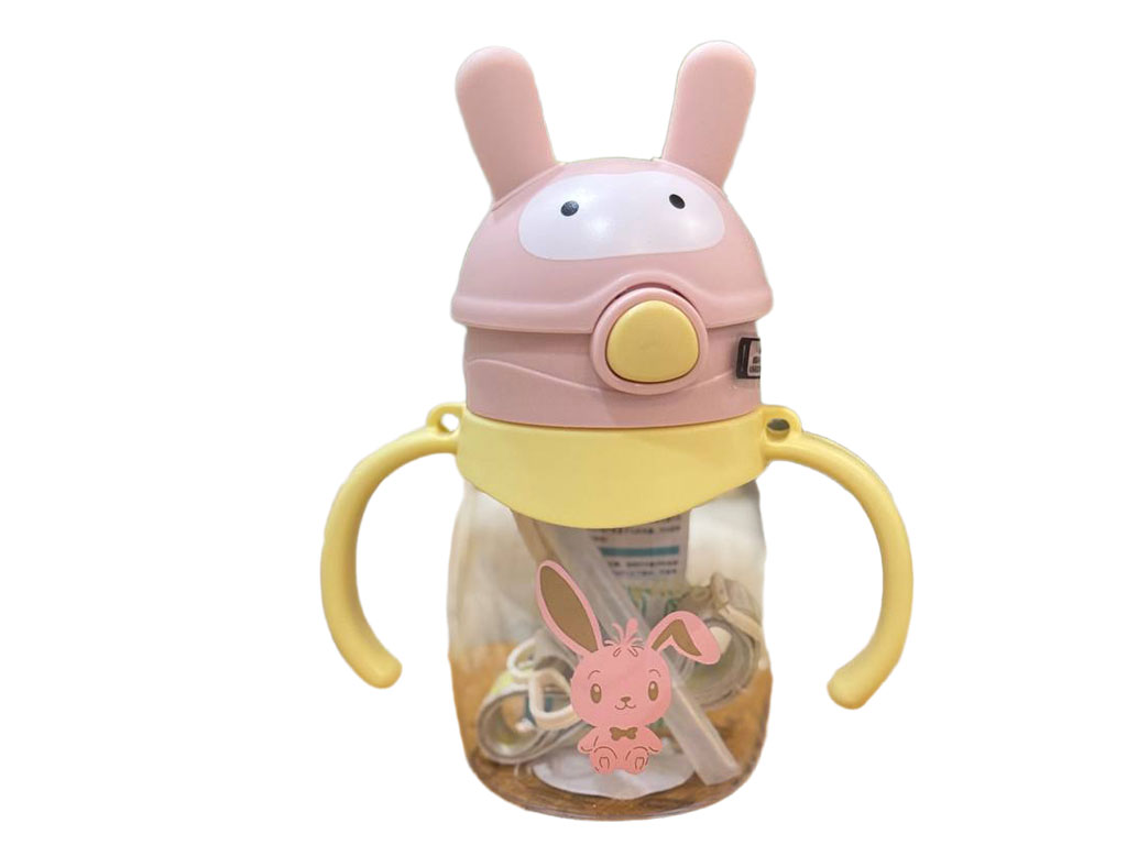 لیوان نی دار دارای دسته و بند بلند حجم 300 میل طرح خرگوش