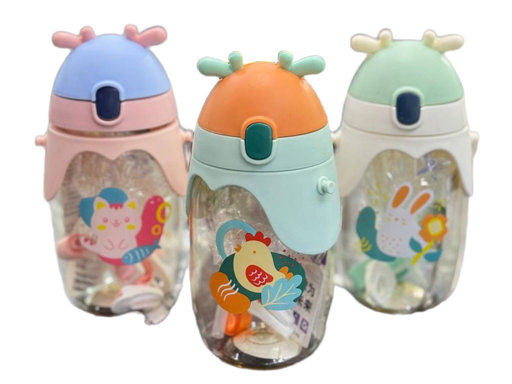 لیوان نی دار دارای بند بلند حجم 400 میل طرح شاخدار سیلیکونی