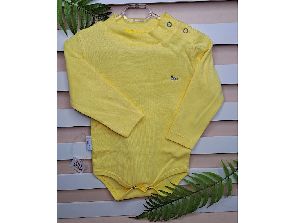 بادی آستین بلند نوزادی زرد رنگ BABY BOO