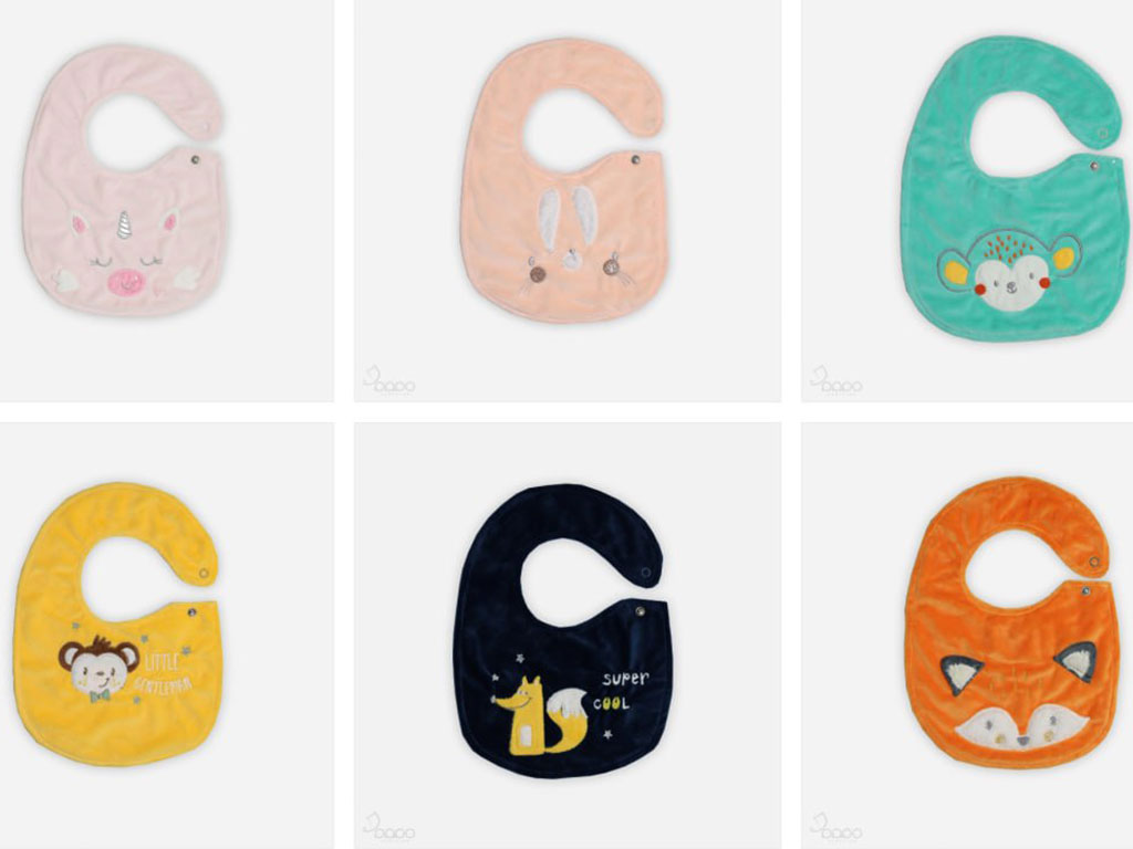 پیشبند مخملی طرح دار نوزادی پاپوpapo