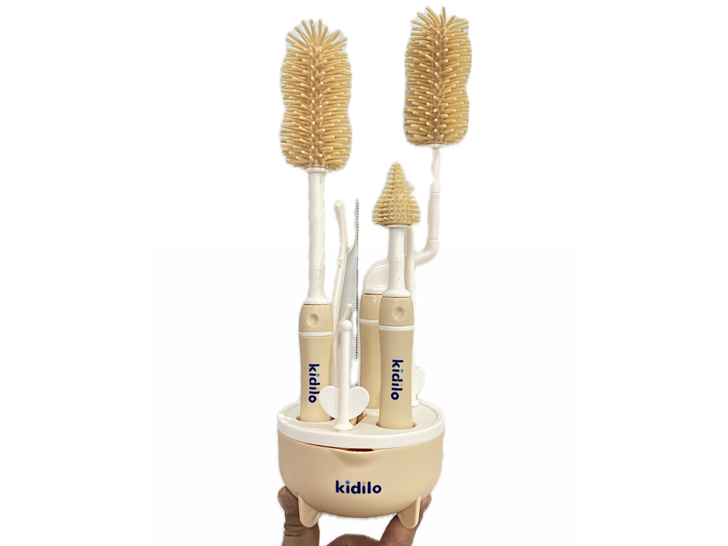 آبچکان پایه دار لوازم کودک به همراه شیشه شور سیلیکونی (8 تکه) kidilo