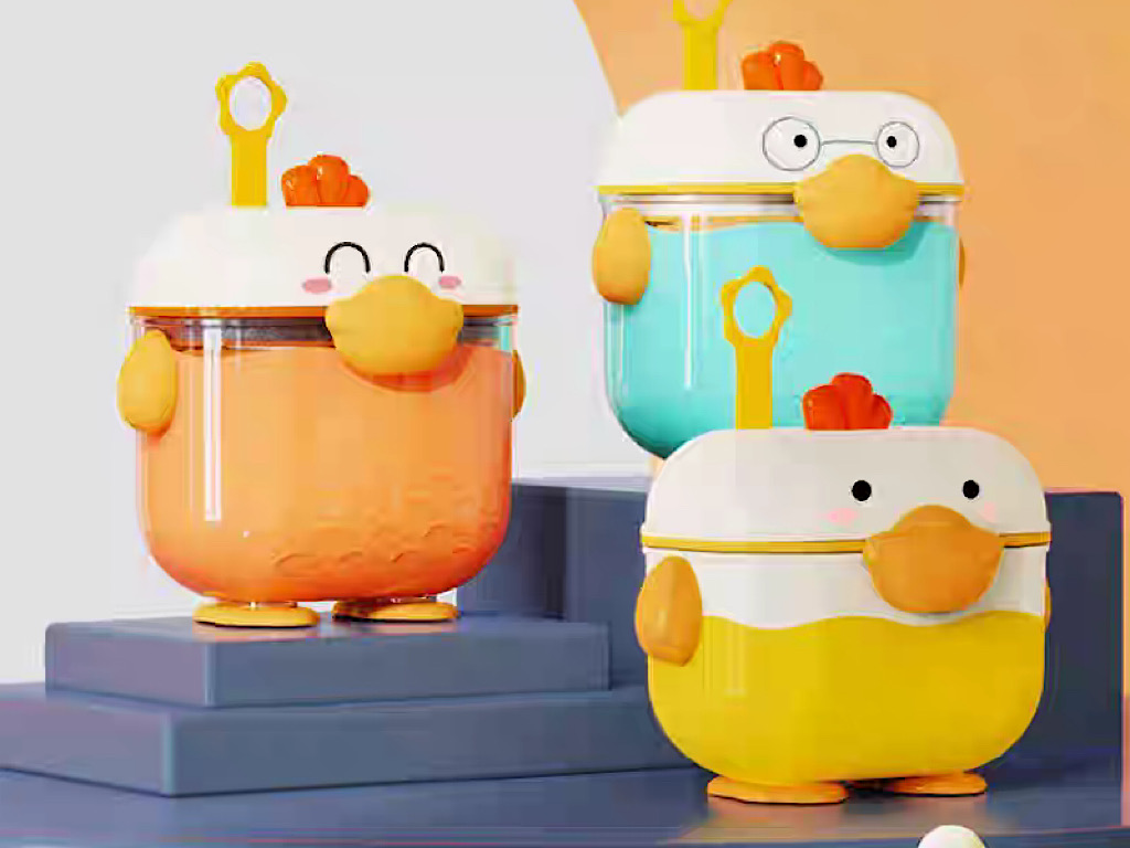 ظرف و انبار ذخیره شیر خشک 500 ml نوزادی  طرح خروس با پیمانه