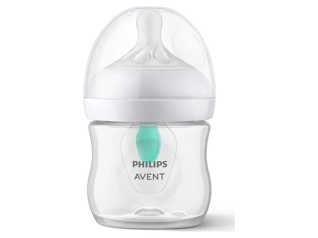 شیشه شیر سوپاپ دار  نوزادی بدو تولد به بالا 2 قطره مدل نچرال Natural ظرفیت 125میلی لیتر philips avent فیلیپس اونت--فاقد جعبه