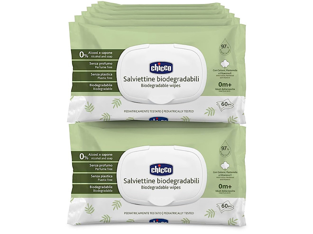 دستمال مرطوب بدون عطر و تجزیه پذیر  نوزادی 60 عددی درب دار چیکو chicco