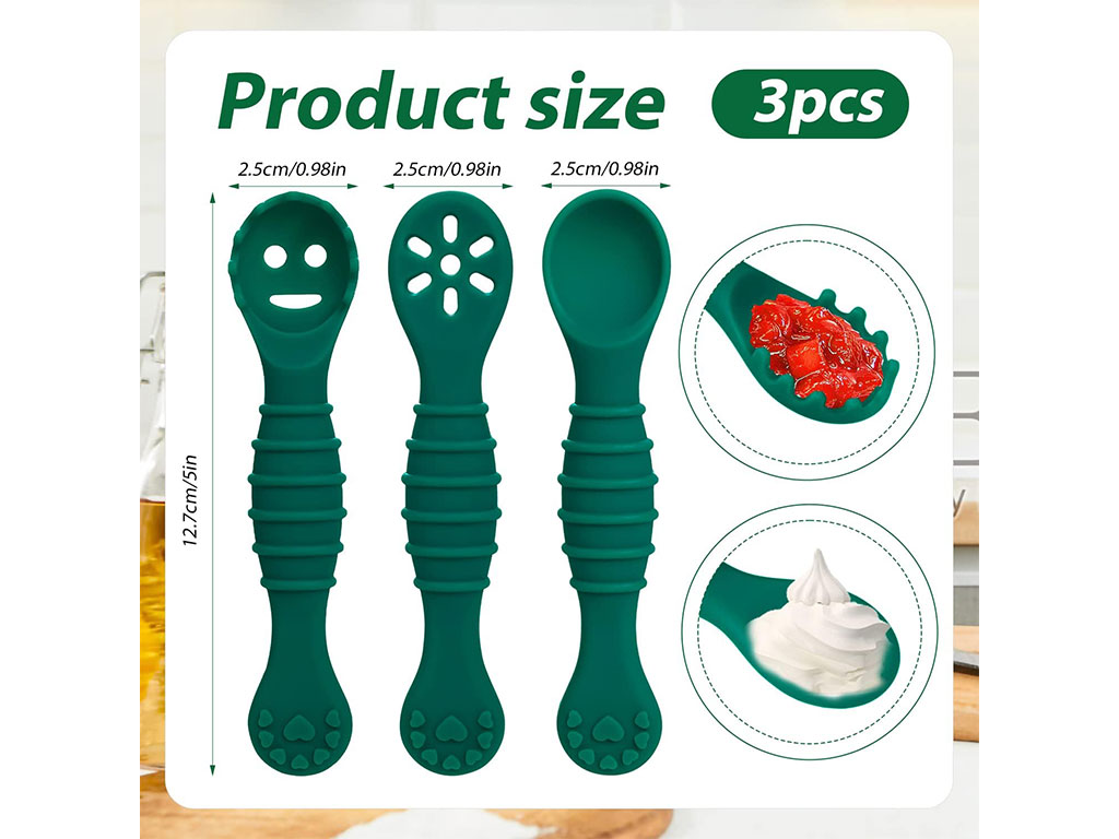 قاشق سیلیکونی 3 عددی پری اسپون قابدار