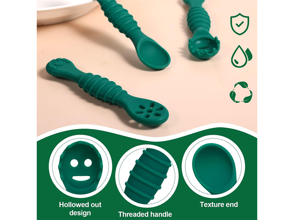 قاشق سیلیکونی 3 عددی پری اسپون قابدار