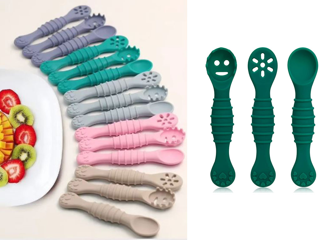 قاشق سیلیکونی 3 عددی پری اسپون قابدار