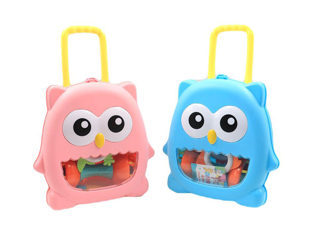 جغجغه و دندانگیر سیلیکونی 8 عددی طرح جغد چمدانی