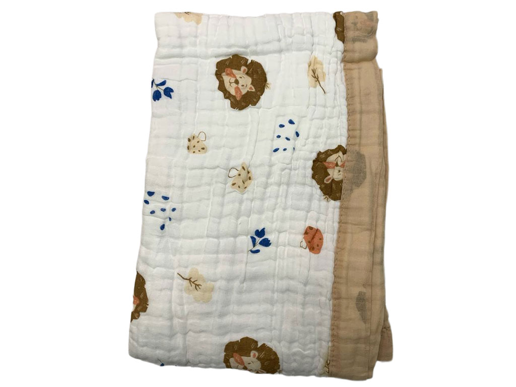 پتو دورپیچ نخی تابستانه دولایه با پارچه موسلین