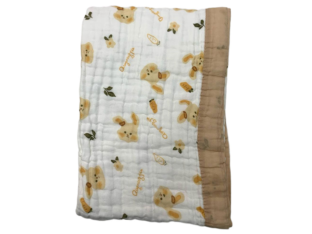 پتو دورپیچ نخی تابستانه دولایه با پارچه موسلین