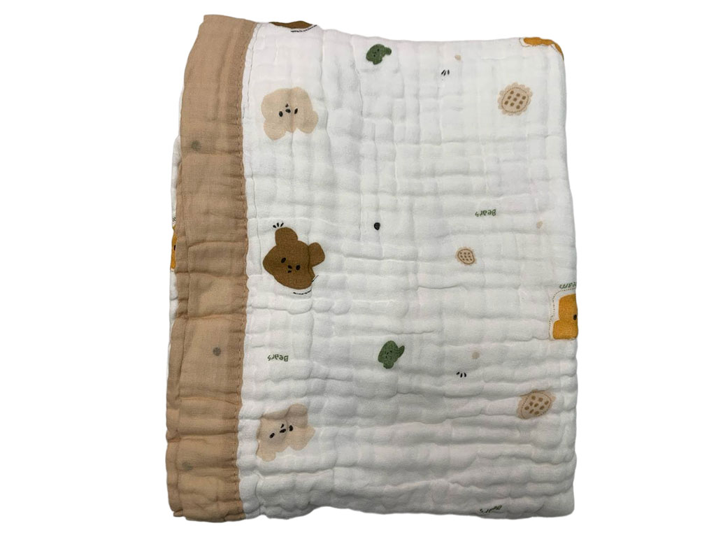 پتو دورپیچ نخی تابستانه دولایه با پارچه موسلین