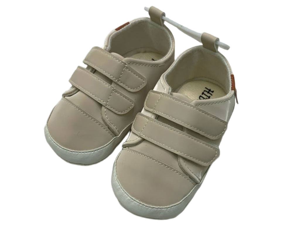 پاپوش استپ دار نوزادی رنگ کرم روشن مدل دو ردیف چسب