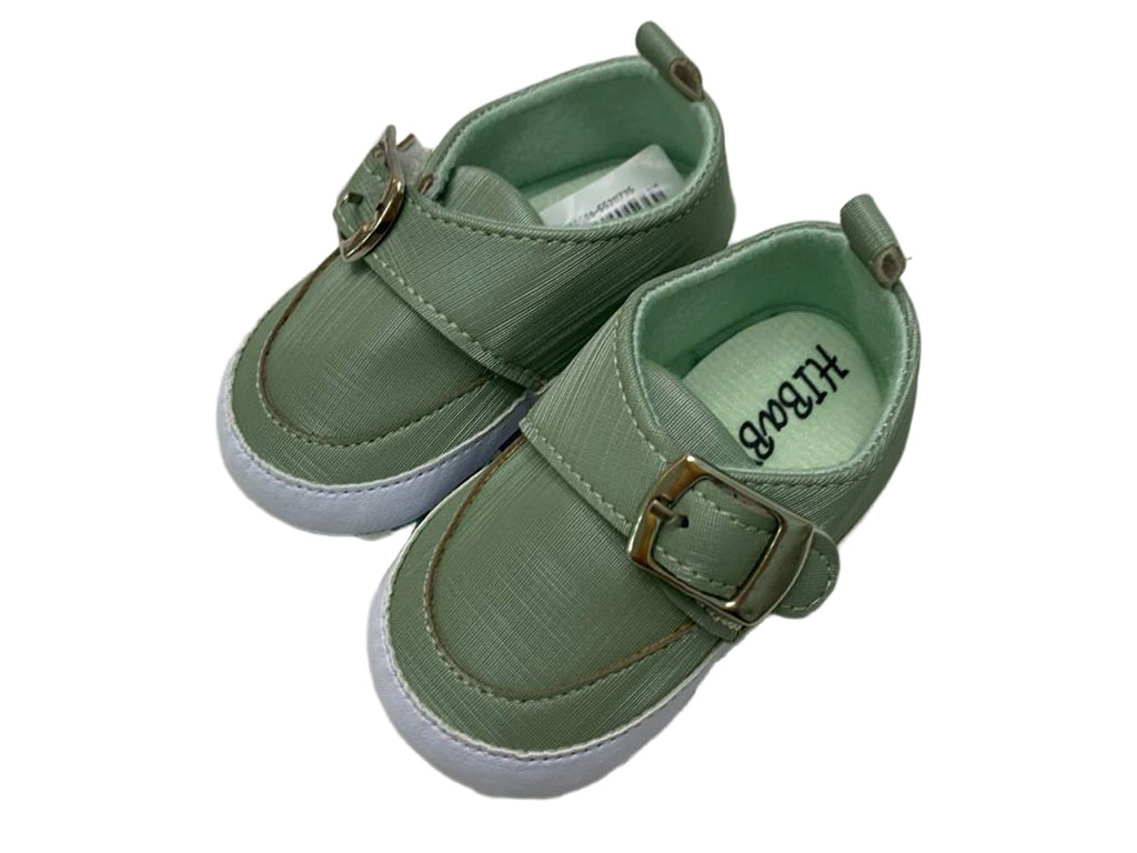 پاپوش استپ دار نوزادی رنگ سبز مدل سگک دار