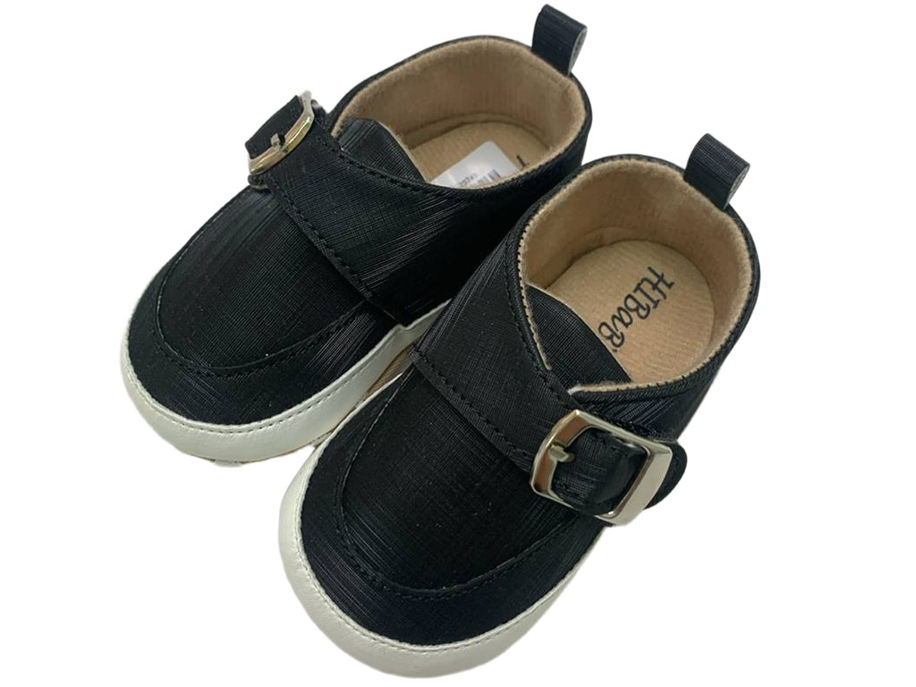 پاپوش استپ دار نوزادی رنگ مشکی مدل سگک دار