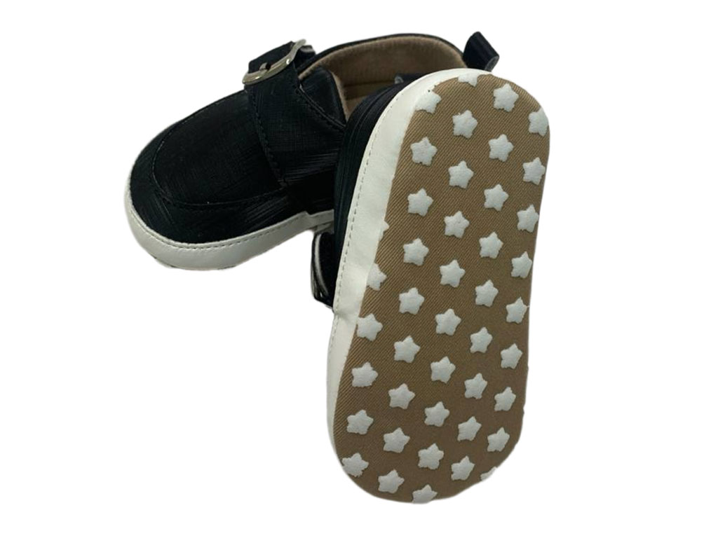 پاپوش استپ دار نوزادی رنگ مشکی مدل سگک دار
