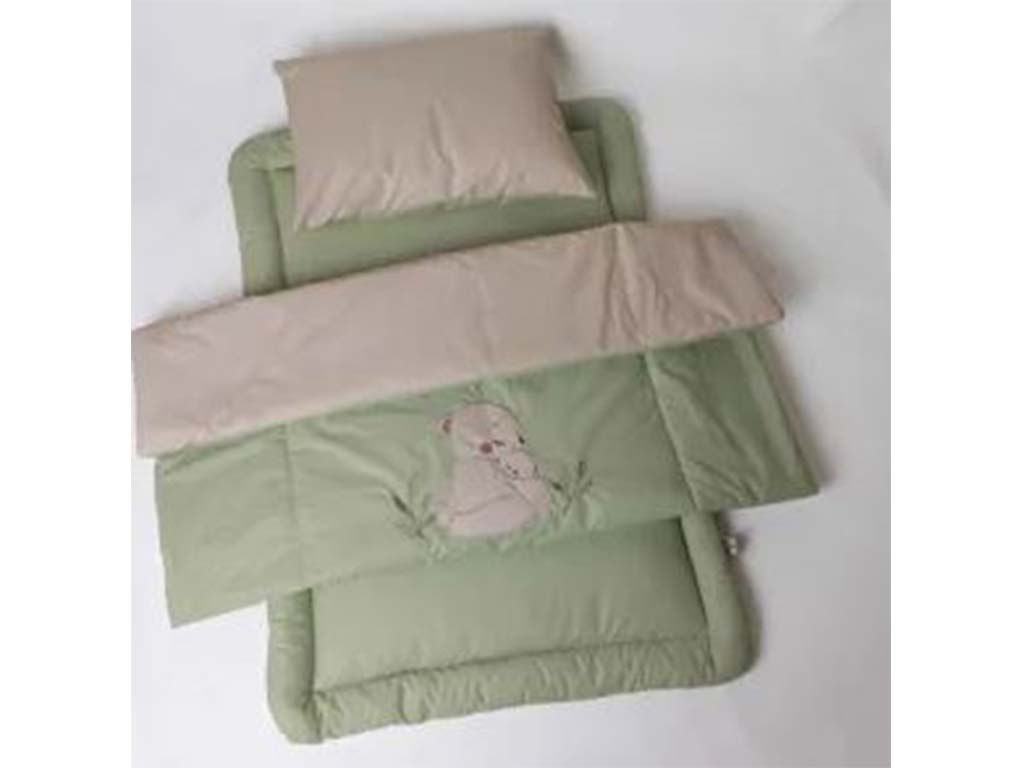 سرویس خواب دم دستی مسافرتی نوزادی(سایز 2)مجموعه 3 عددی تشک، لحاف و بالشت طرح خرس سبز  الا ELA