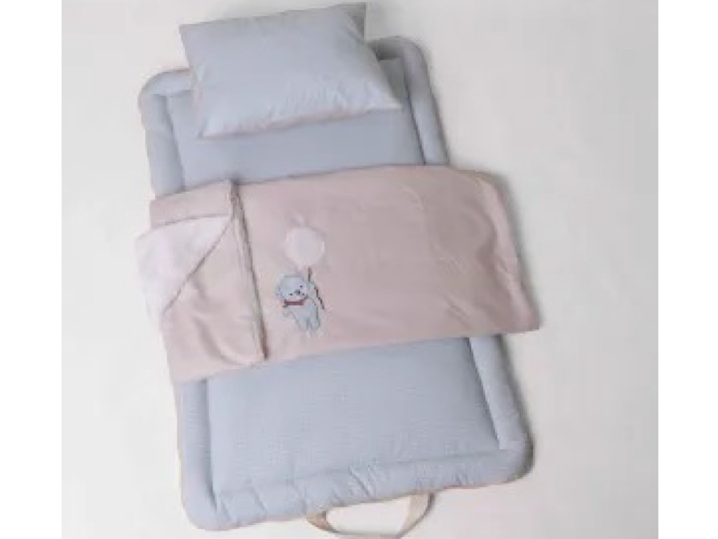 سرویس خواب دم دستی مسافرتی نوزادی مجموعه 3 عددی تشک، لحاف و بالشت با بسته بندی کیفی طرح خرس آبی الا ELA