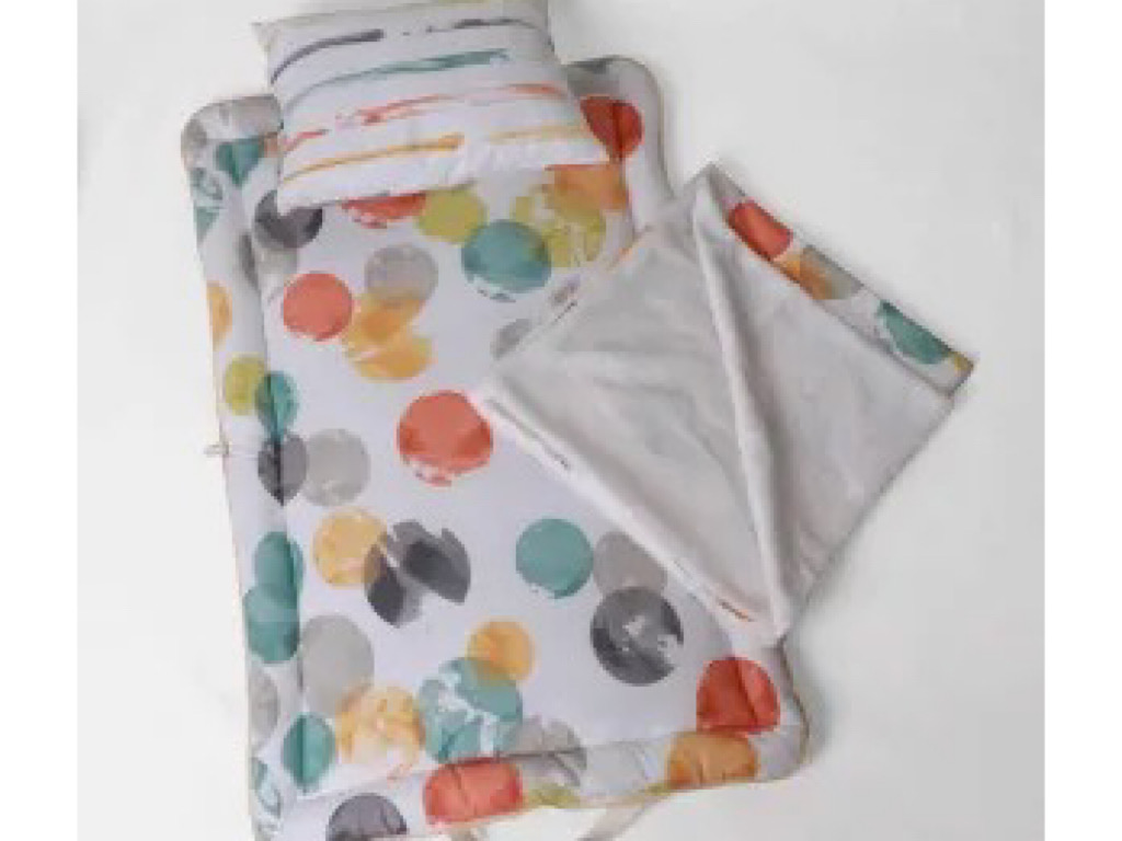 سرویس خواب دم دستی مسافرتی نوزادی مجموعه 3 عددی تشک، لحاف و بالشت با بسته بندی کیفی طرح آبرنگی سبزآبی  الا ELA