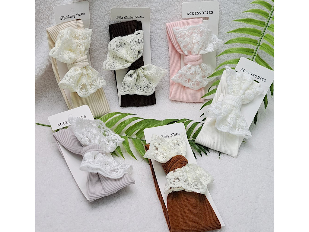 هدبند با پاپیون دانتل دارای رنگبندی