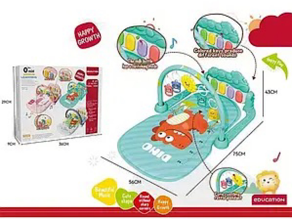 تشک بازی نوزادی موزیکال دارای پیانو طرح حیوانات