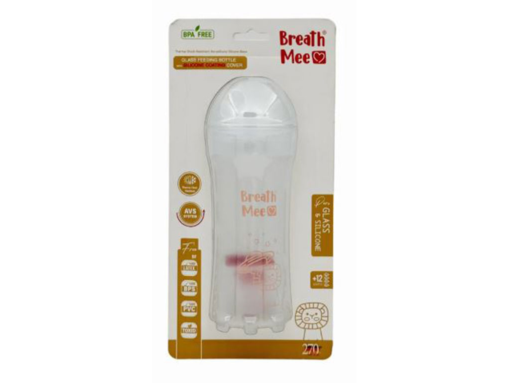 شیشه شیر پیرکس بالای 12 ماه 4 قطره حجم 270 mil برث می breath mee