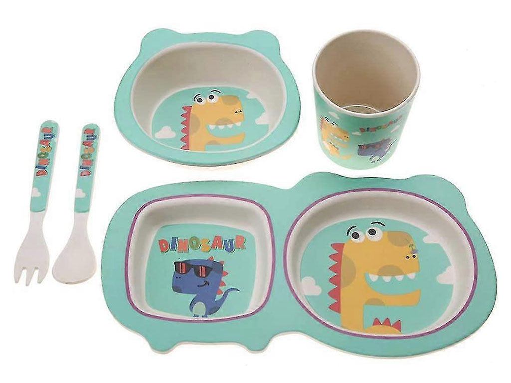 ست ظرف غذا کودک و نوزاد بامبو 5 تکه طرح حیوانات