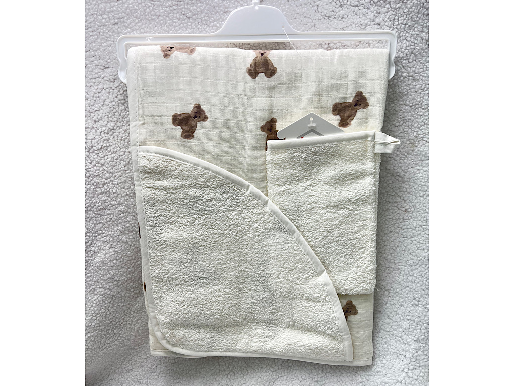 ست حوله کلاهدار و لیف نوزادی ببکوی bebekevi