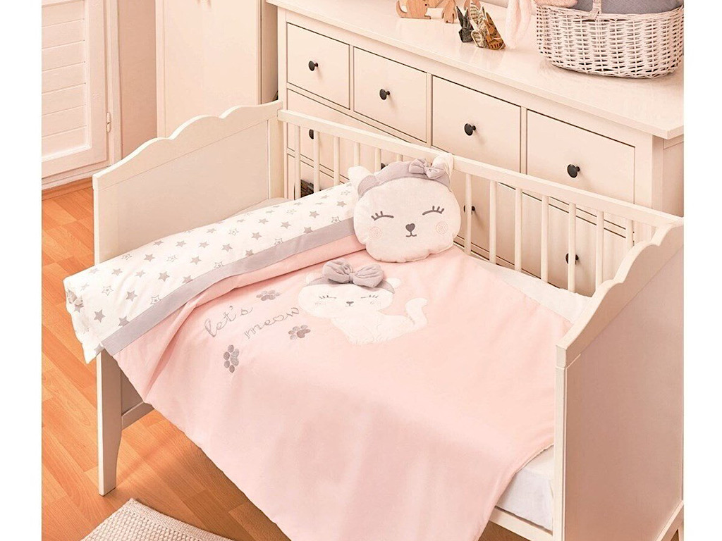 ست 3 تکه روتختی نوزادی به همراه کوسن عروسکی طرح حیوانات bibaby