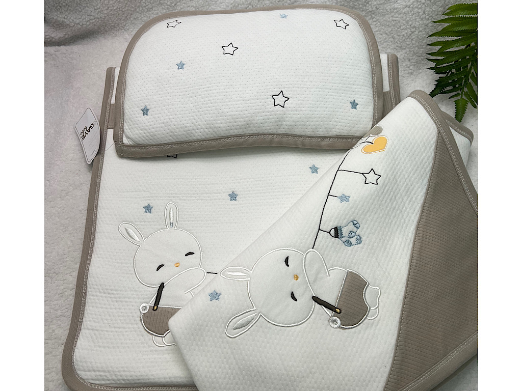 سرویس خواب مسافرتی 3 تکه طرح تکه دوزی شده طرح خرگوش گایه g.a.y.e