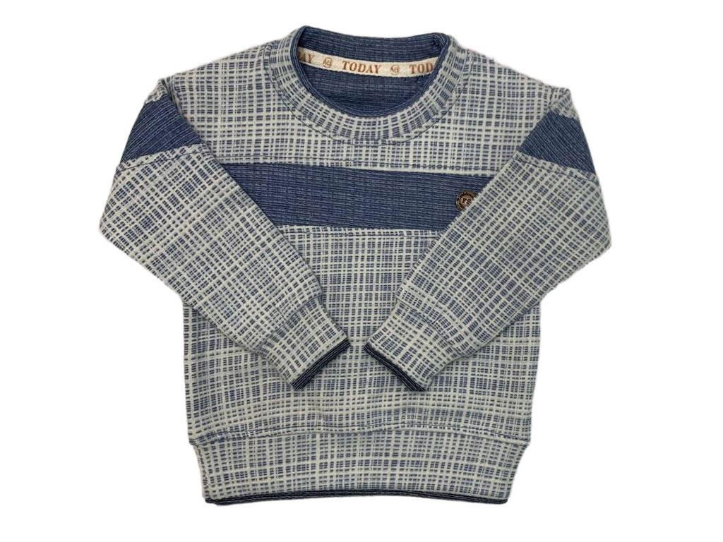 بلوز آستین بلند پسرانه رنگ آبی طرح دار