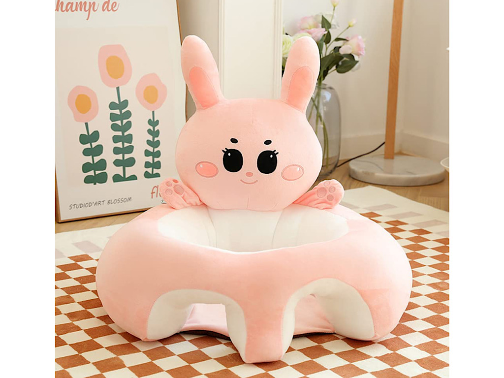 مبل آموزشی و مخملی نوزادی رنگ صورتی طرح خرگوش