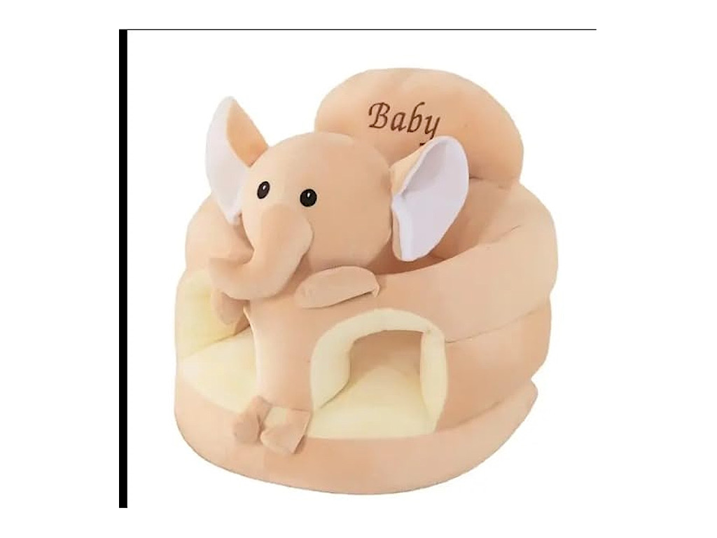 مبل آموزشی و مخملی نوزادی طرح فیل کرم رنگ