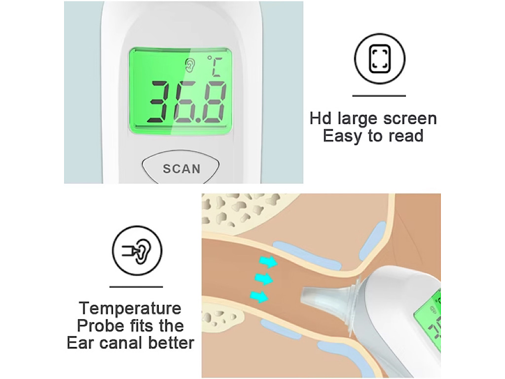 تب سنج دیجیتال لبتو مدل  Esatto  با سنجش پیشانی و گوش  LEBTO