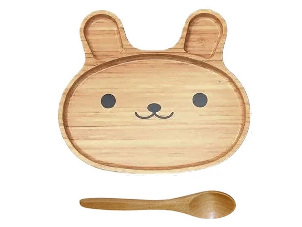 بشقاب و قاشق چوبی طرح خرگوش