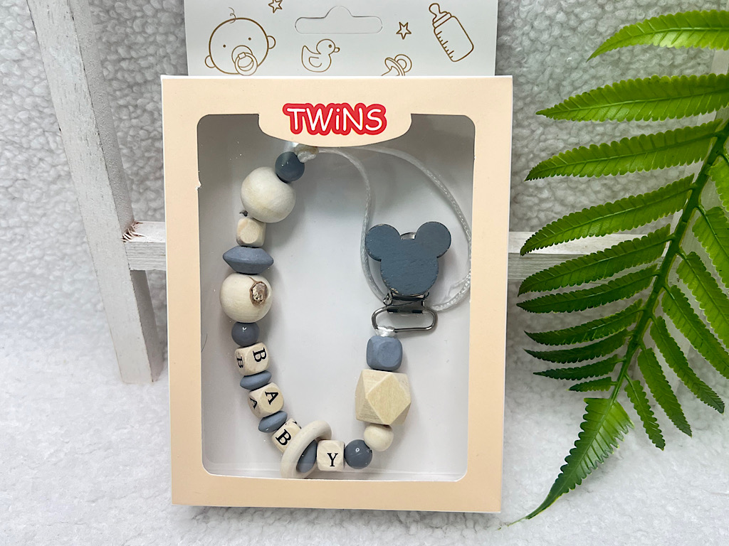 بند پستانک چوبی نوزادی  TWINS