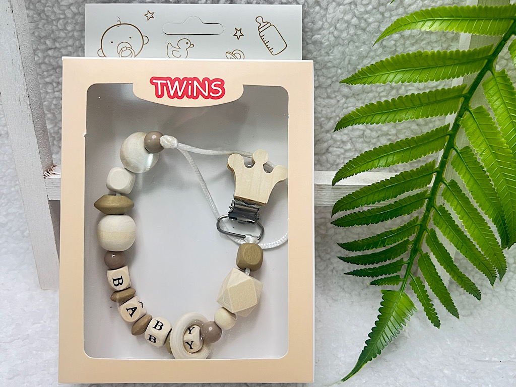 بند پستانک چوبی نوزادی  TWINS